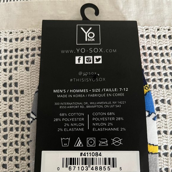NEW with tags YoSox grey, red, navy, white & yellow socks men’s size 7-12 rare - Picture 7 of 9